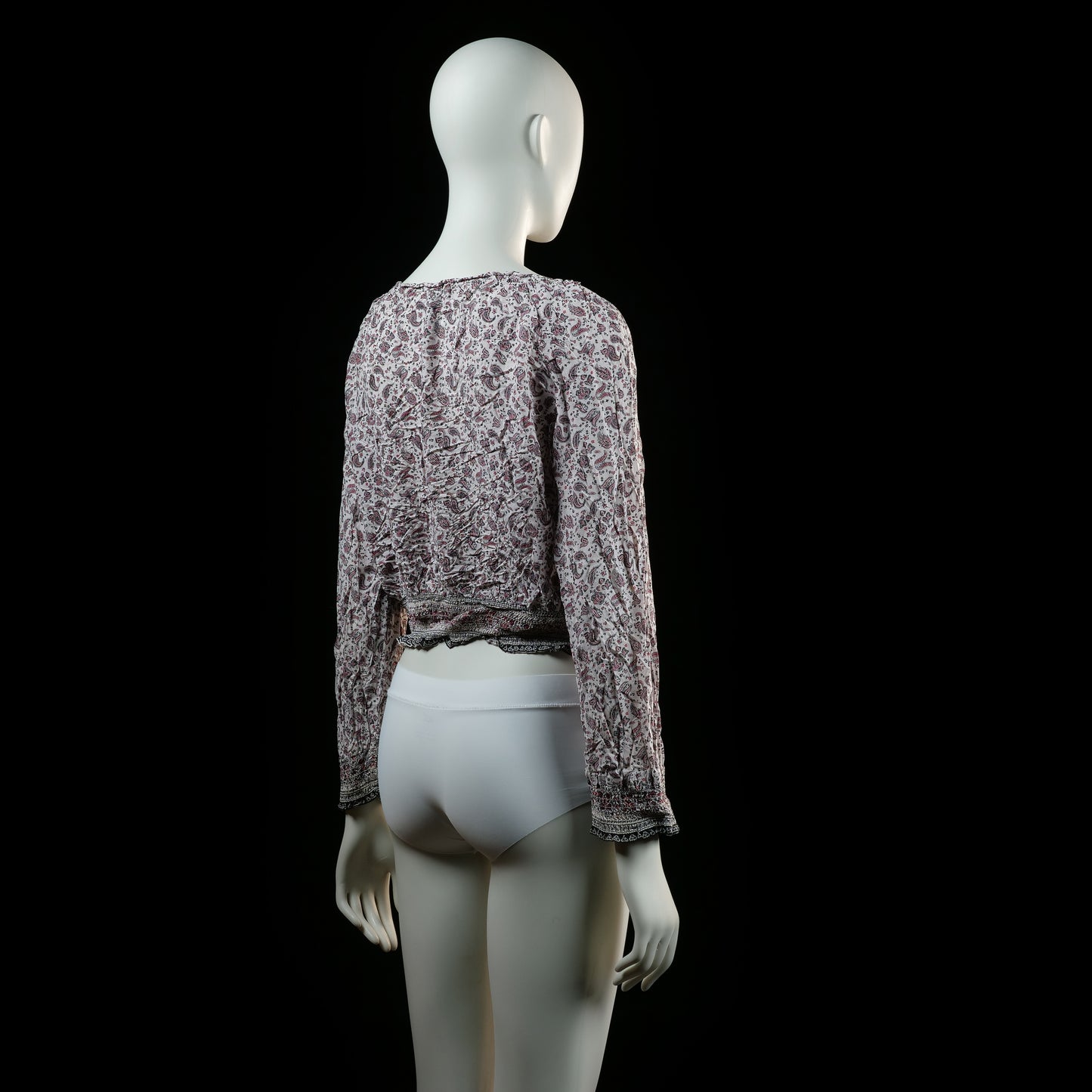 Blouse - White & Burgundy - Size 34