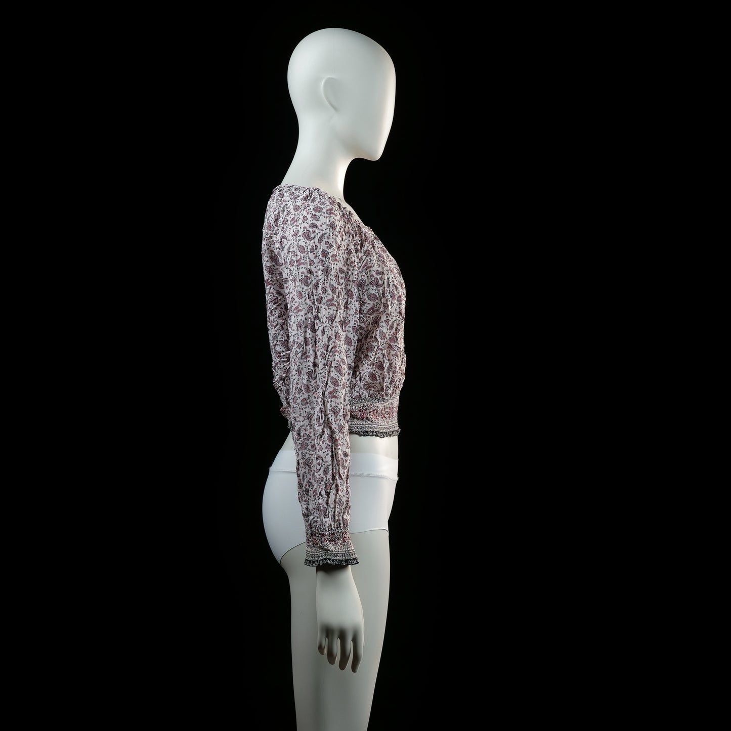 Blouse - White & Burgundy - Size 34