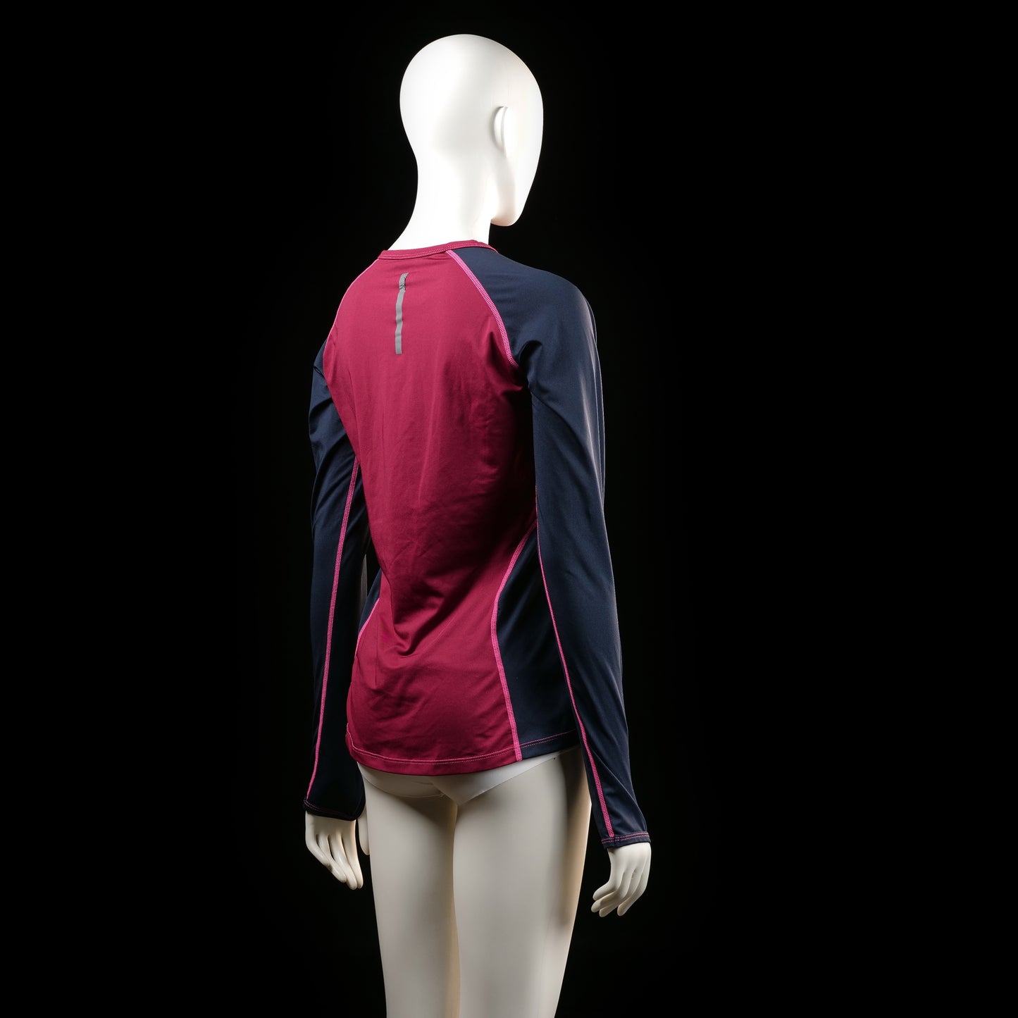 Long-sleeve top - Burgundy & Navy - Size S