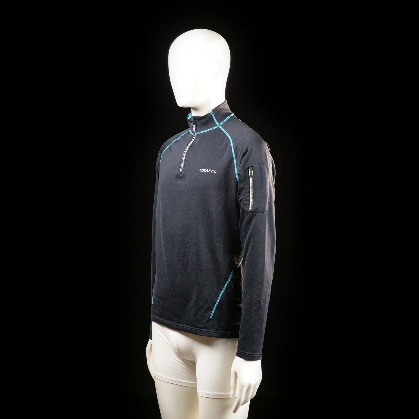 Sports top - Black & Light Blue - Size M