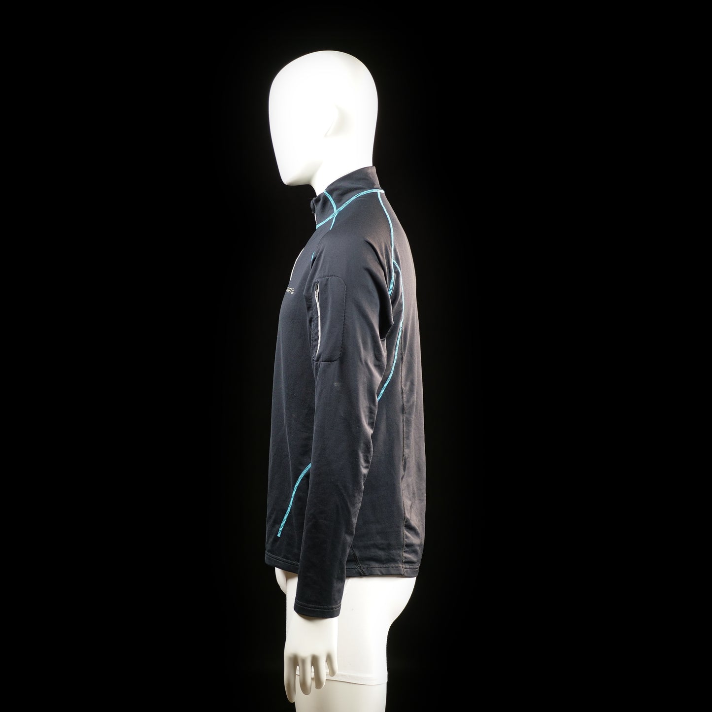 Sports top - Black & Light Blue - Size M