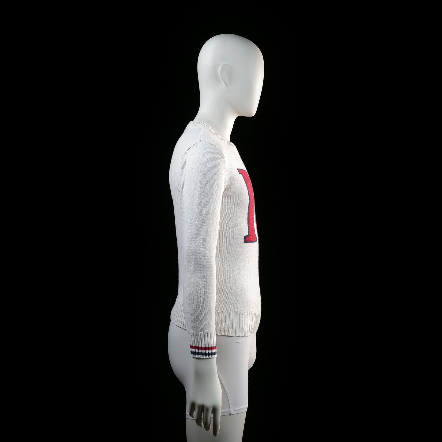 Sweater - White & Red & Navy - Size S