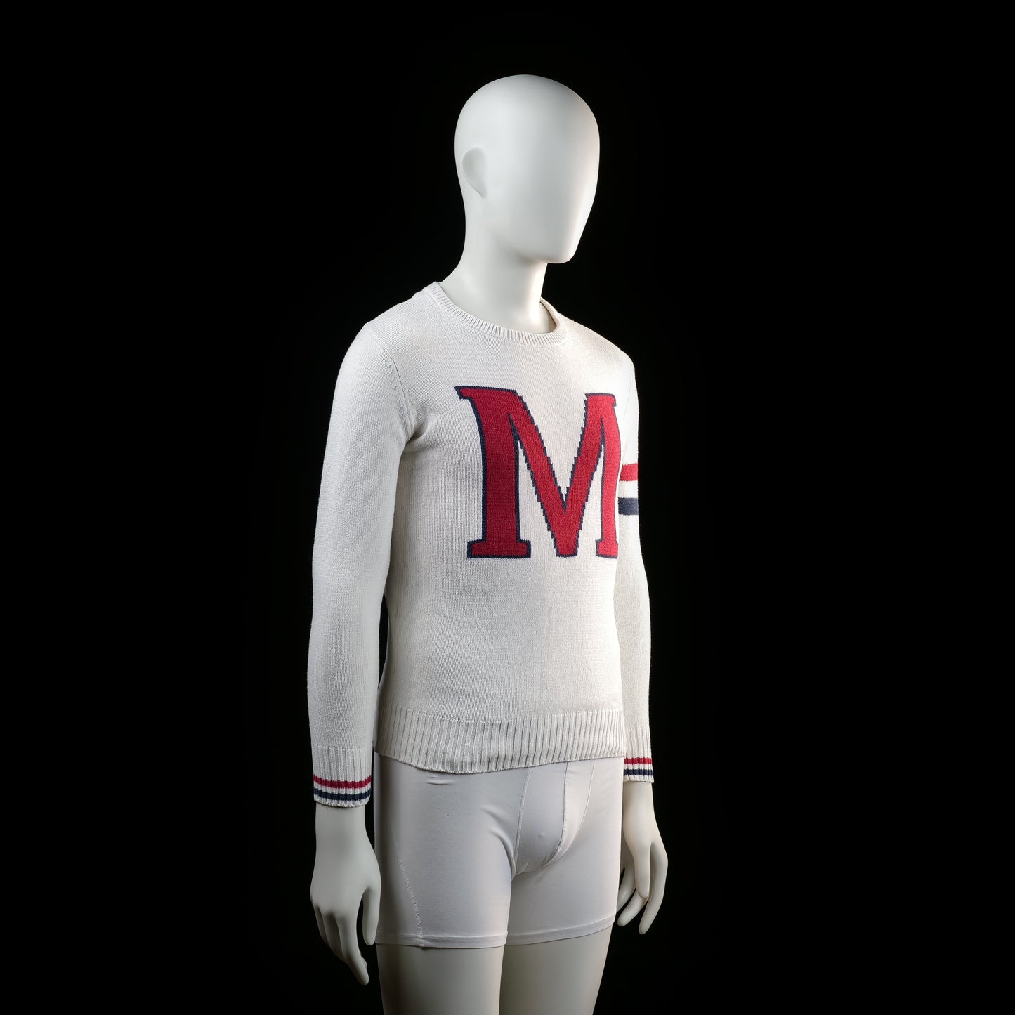 Sweater - White & Red & Navy - Size S