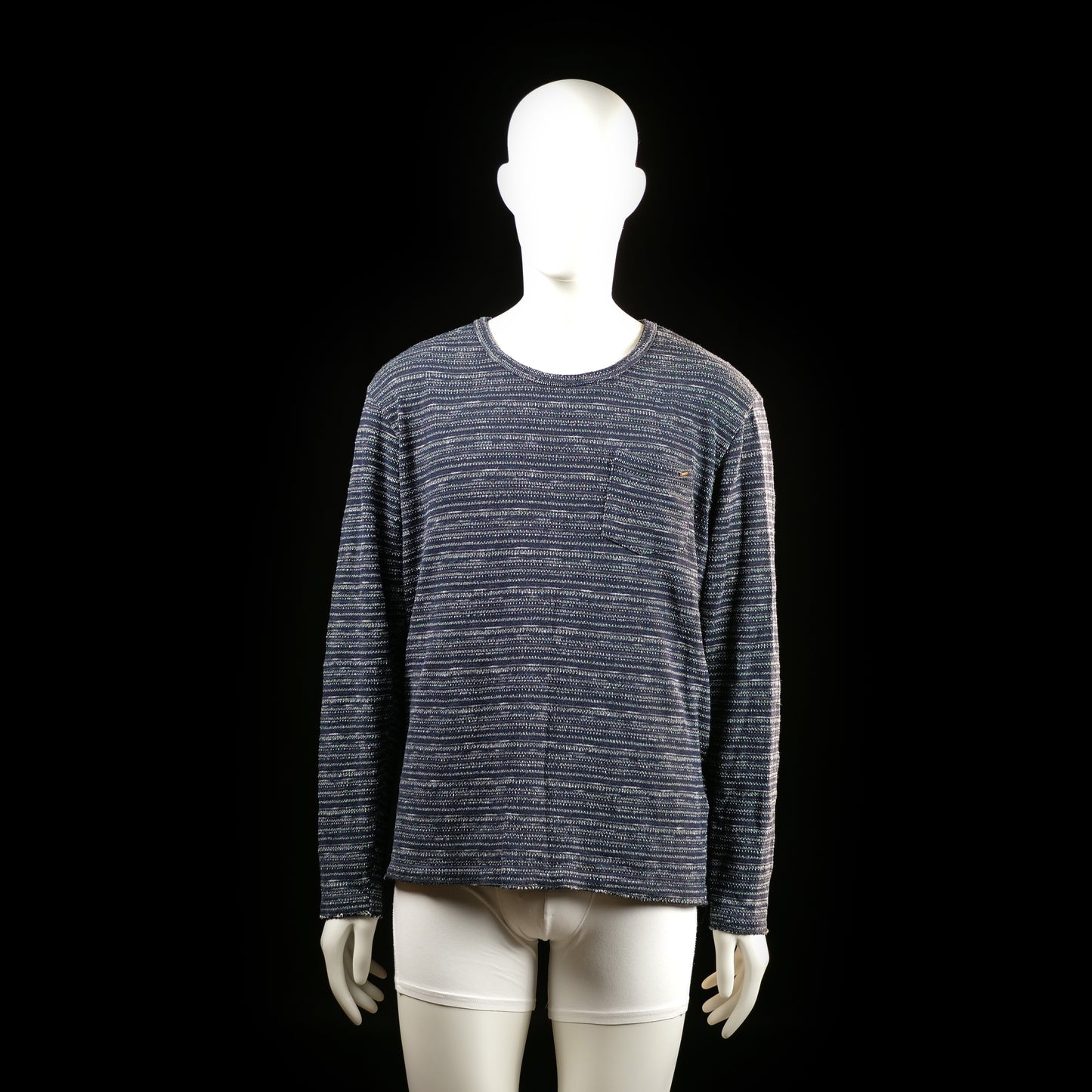 Jack & Jones - Long-sleeve top - Multicolored - Size XL - Long-sleeve top with horizontal multicolor stripe pattern and a round neckline. Features a small chest pocket on the left side.