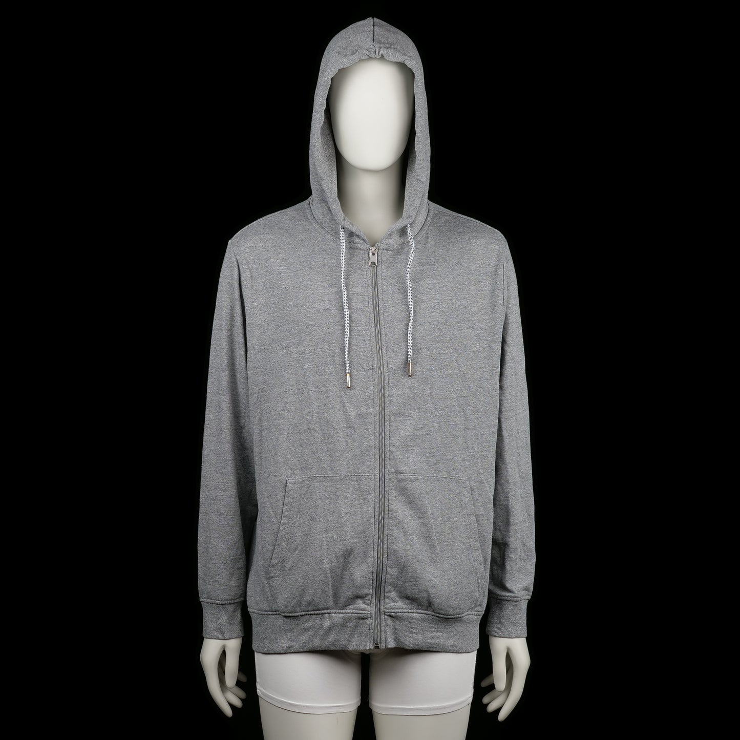 UP2 - Hoodie - Light Gray - Size XL - Light gray zip-up hoodie with a drawstring hood and front kangaroo pockets. Features ribbed cuffs and a straight hem.