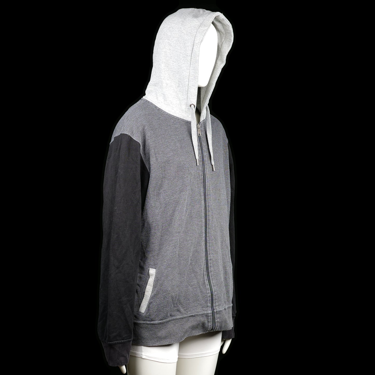 Hoodie - Light Gray & Black - Size 4XL