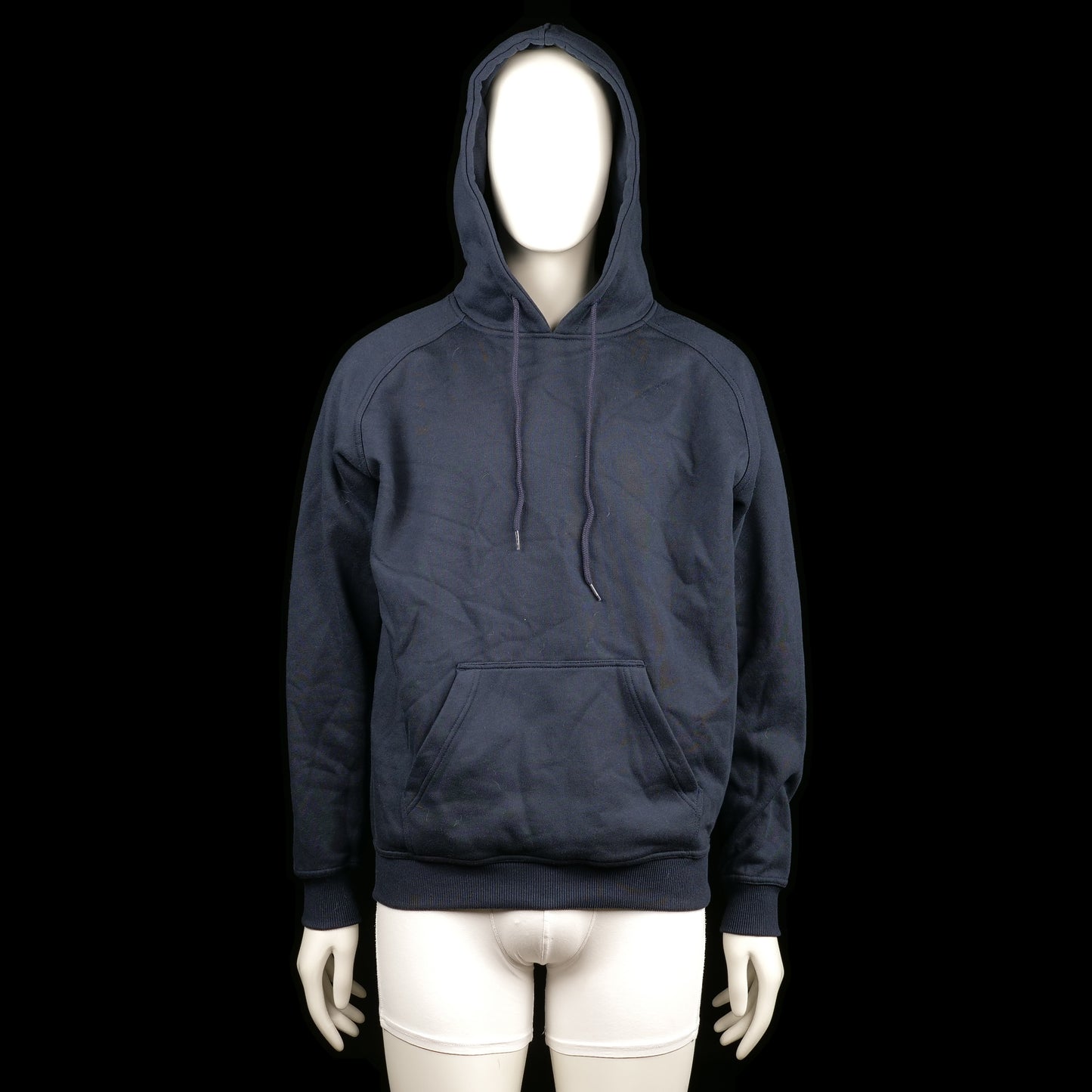 Urban Classics - Hoodie - Navy - Size M - Solid navy hoodie with a front kangaroo pocket and drawstring hood. Features ribbed cuffs and a straight hem.