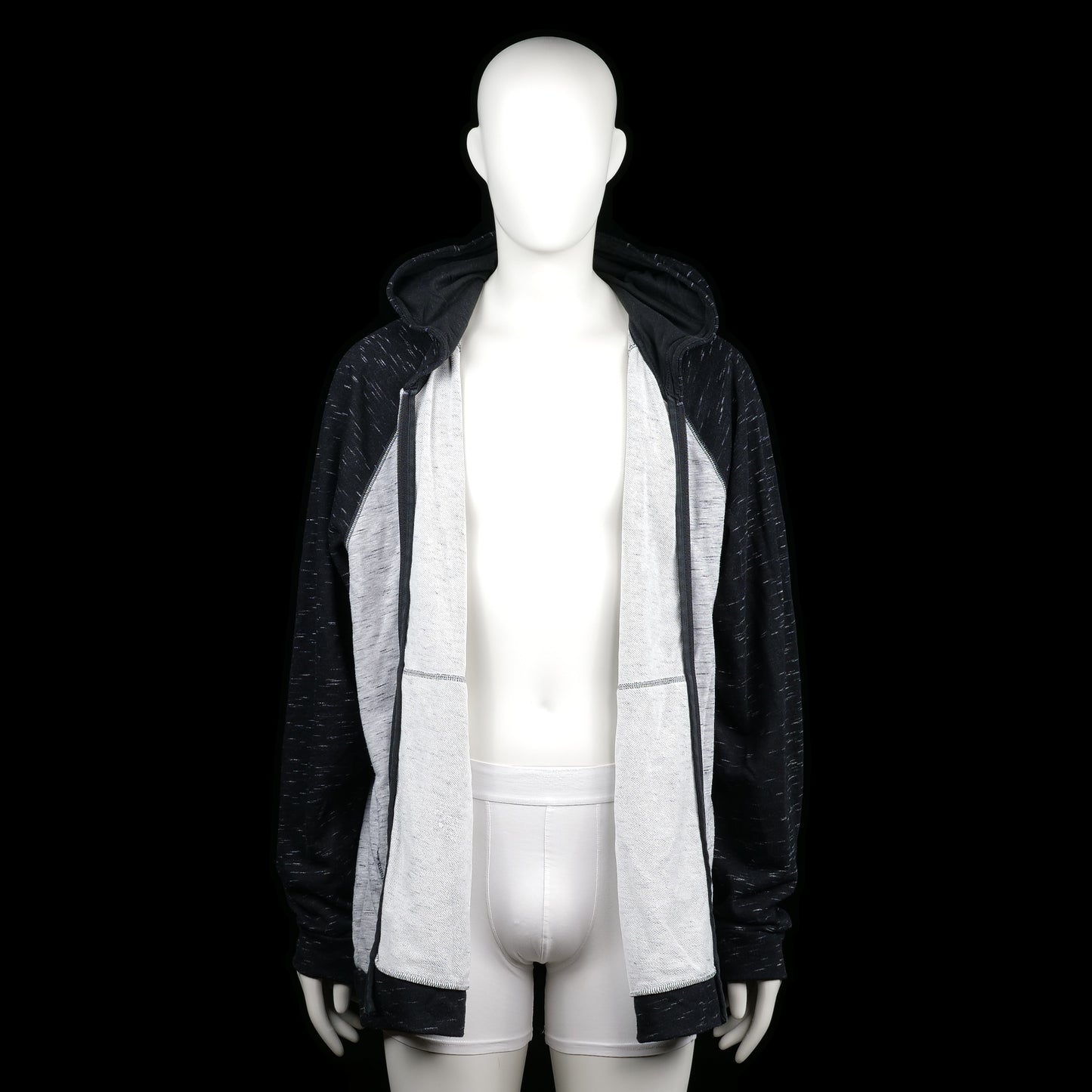Hoodie - Light Gray & Black - Size 2XL