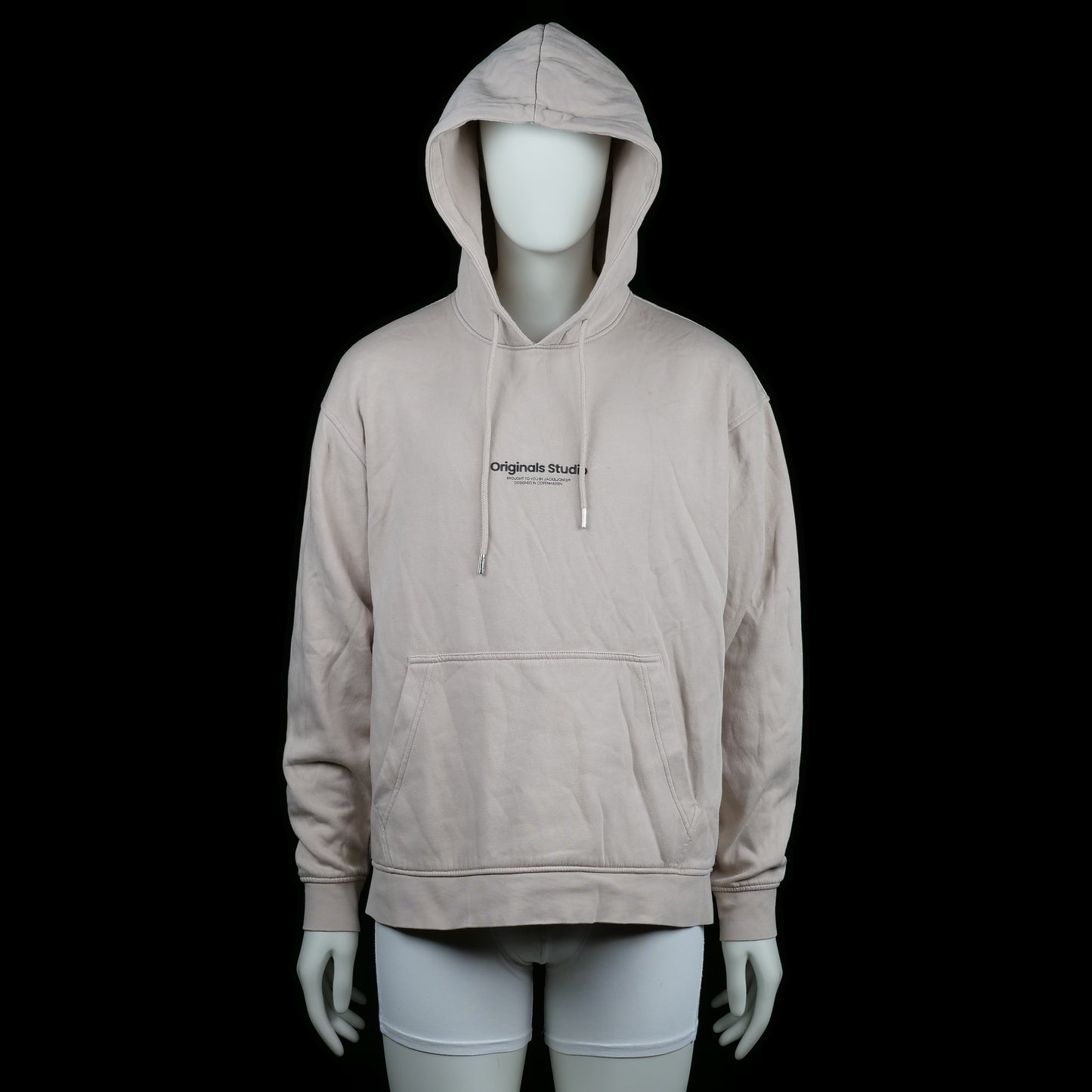 Jack & Jones - Hoodie - Ivory - Size XL - Ivory hoodie with a kangaroo pocket and a printed text logo on the chest. Features drawstrings at the hood and ribbed cuffs.