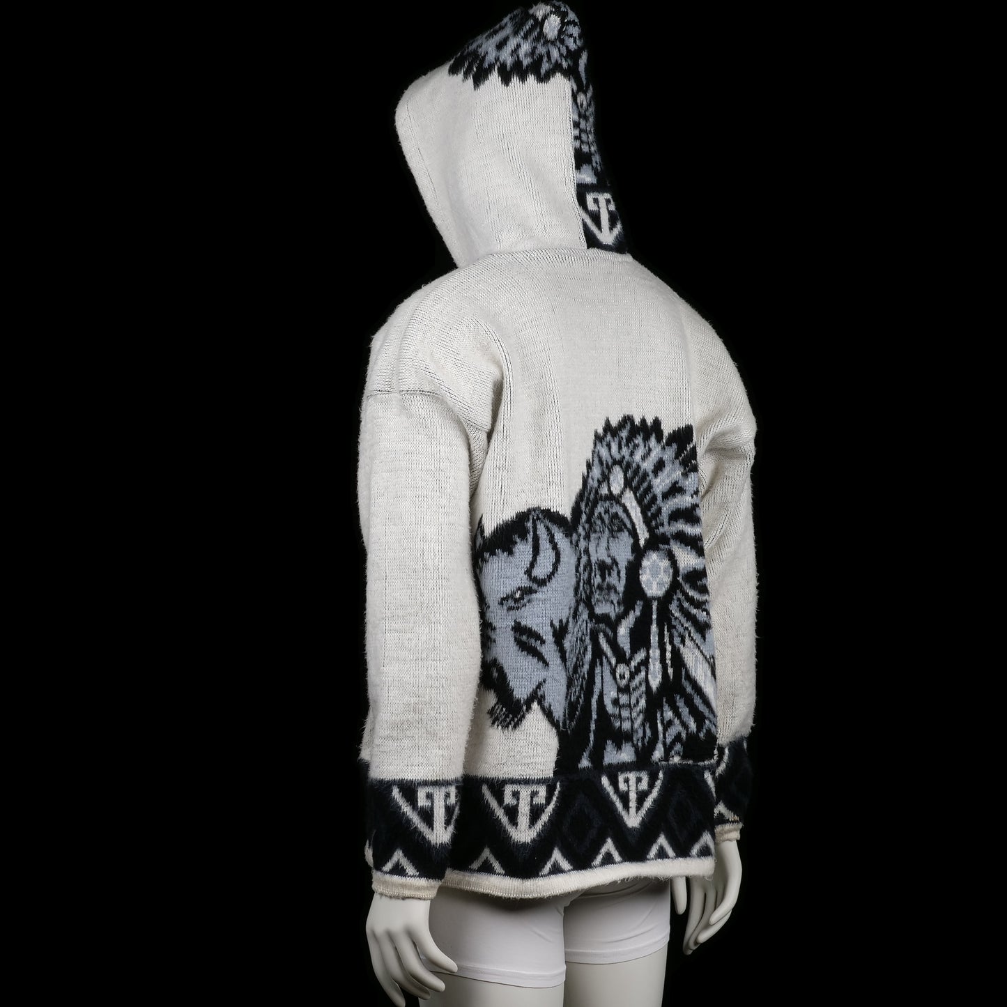 Hoodie - Ivory & Black - Size L