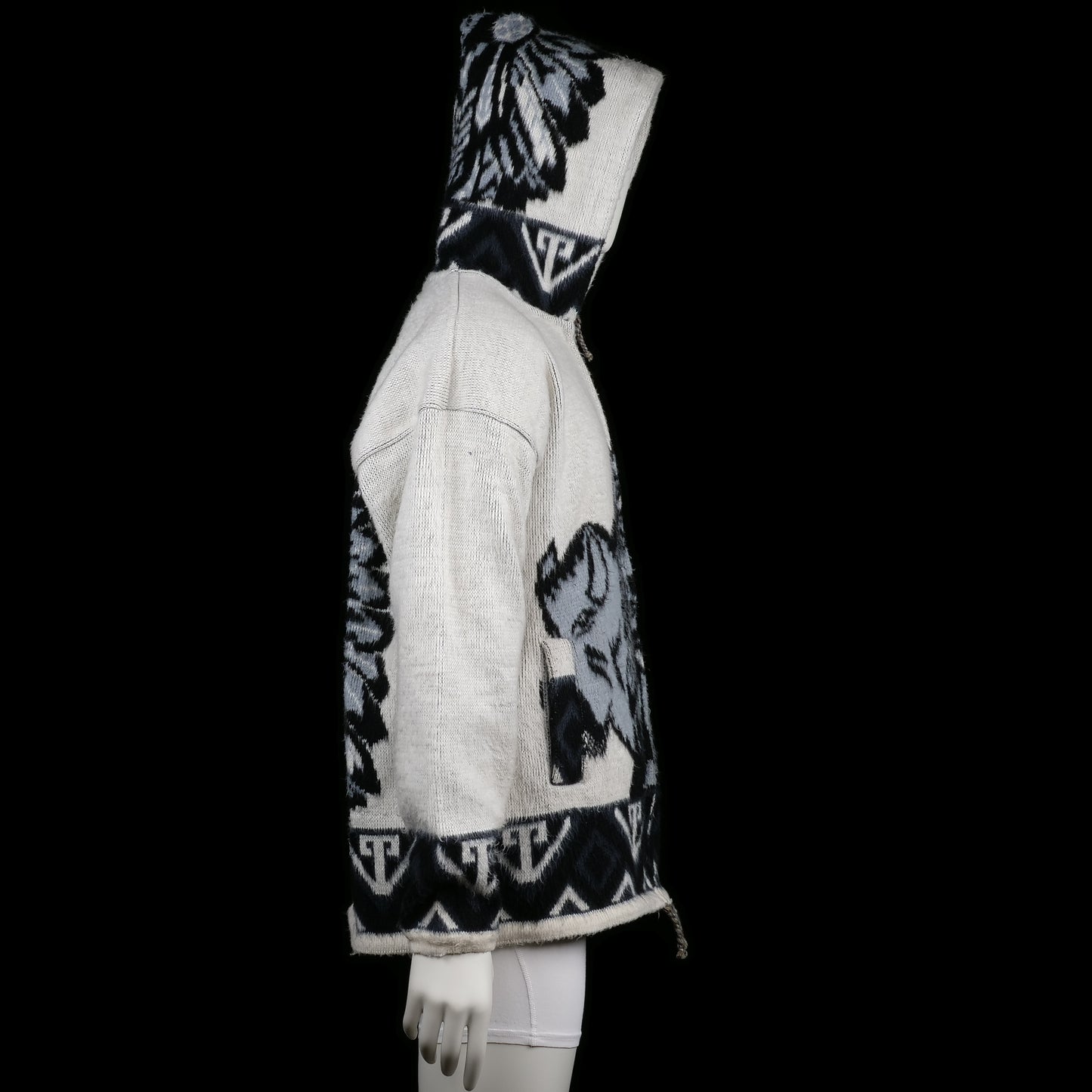 Hoodie - Ivory & Black - Size L