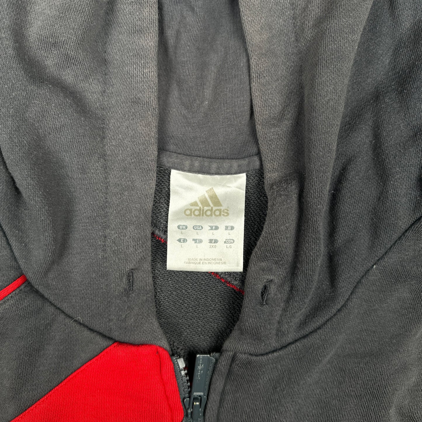 Hoodie - Charcoal & Red - Size L