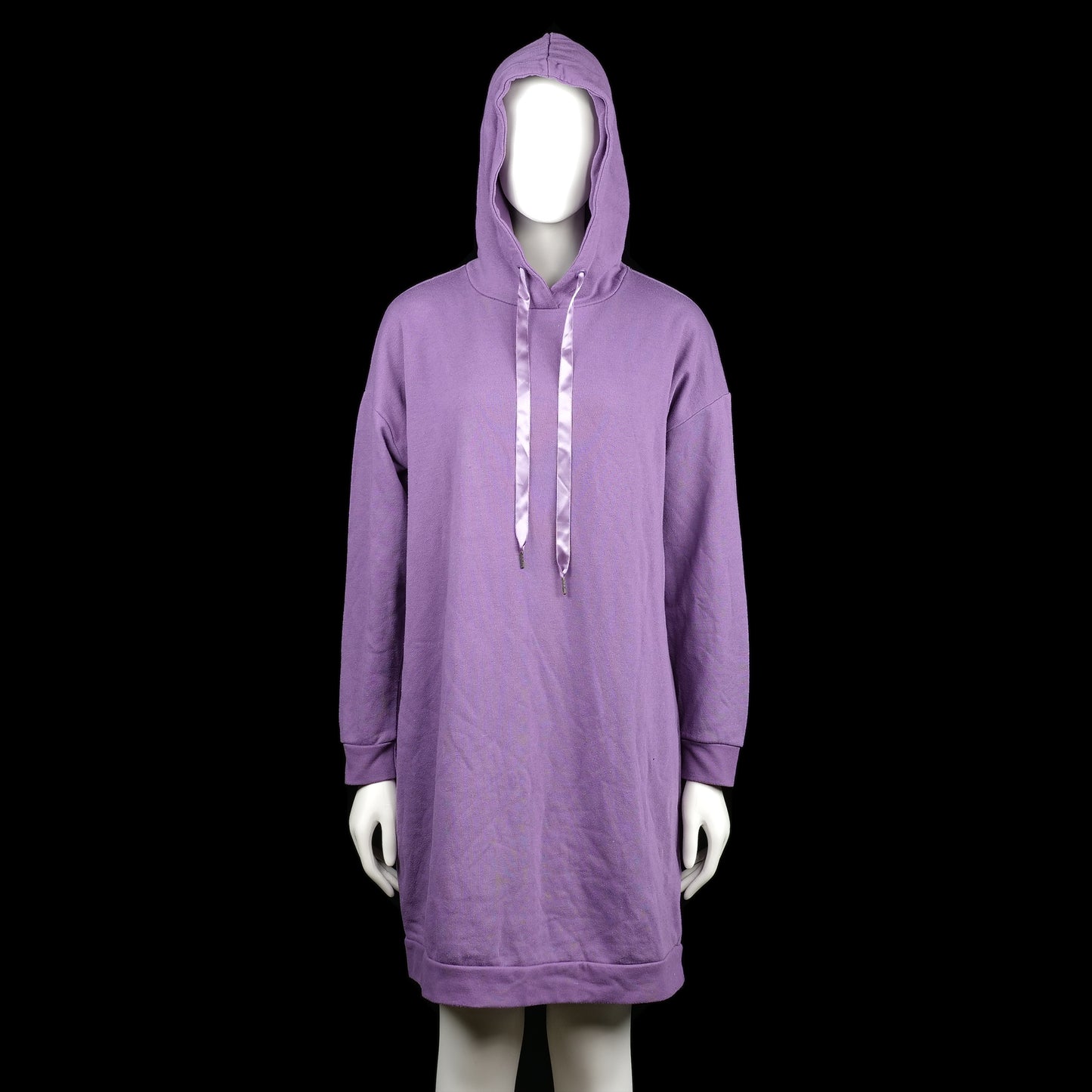 Bonprix - Hoodie - Purple - Size 44 - Long oversized purple hoodie with a straight hem and plain cuffs. Features a hood with shiny wide drawstrings.