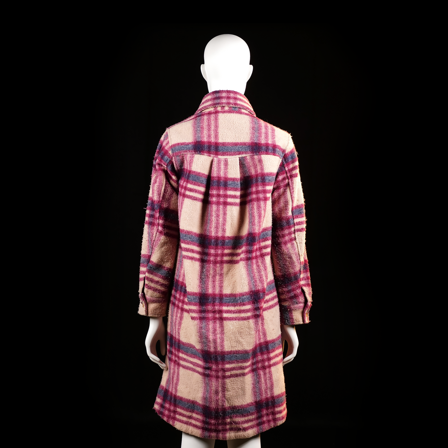Overcoat - Beige & Burgundy - Size XS