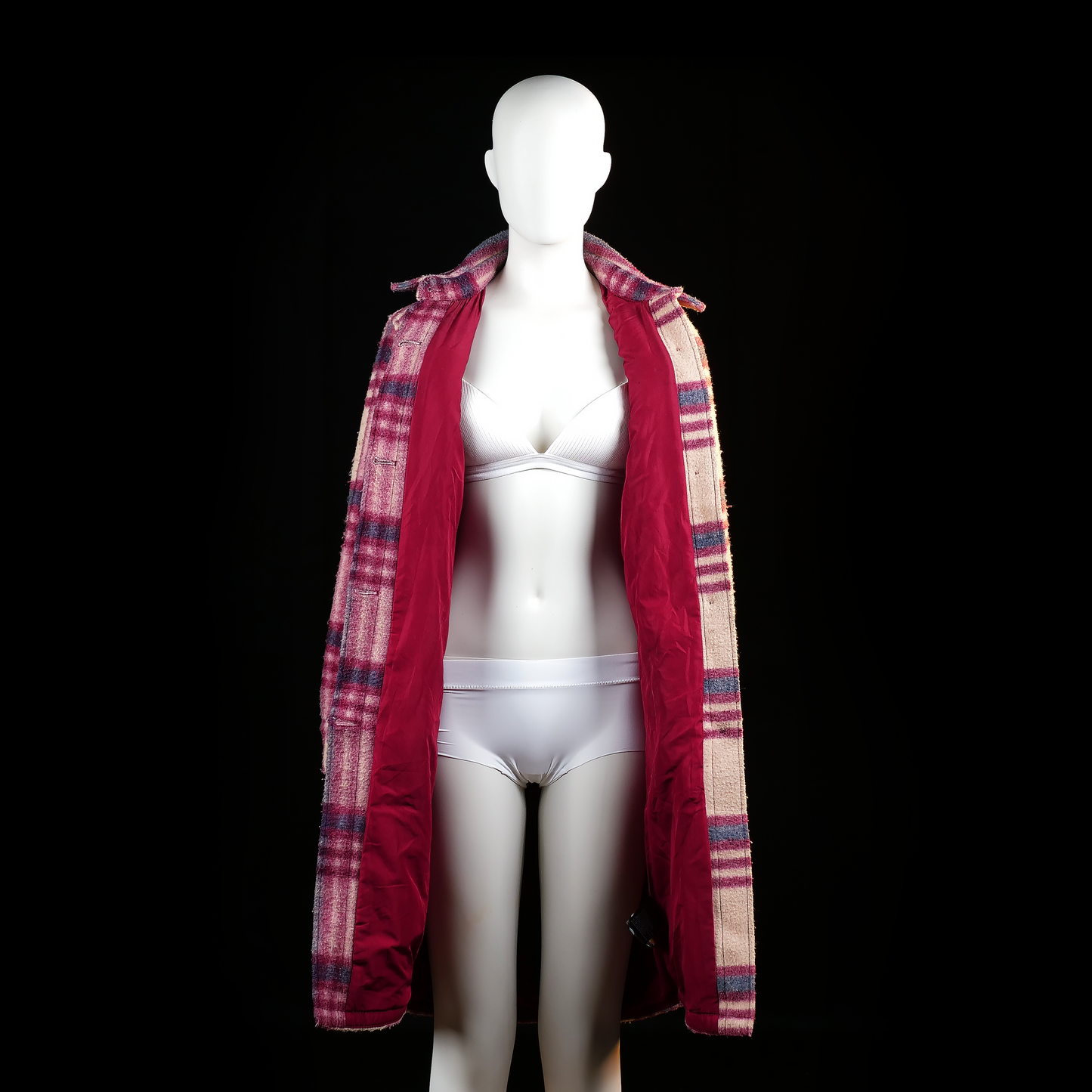Overcoat - Beige & Burgundy - Size XS