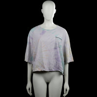 H&M - T-shirt - Multicolored - Size XXL - Light-colored T-shirt with a pastel tie-dye style print, round neckline, and short sleeves. Straight hem and a small text graphic on the chest.