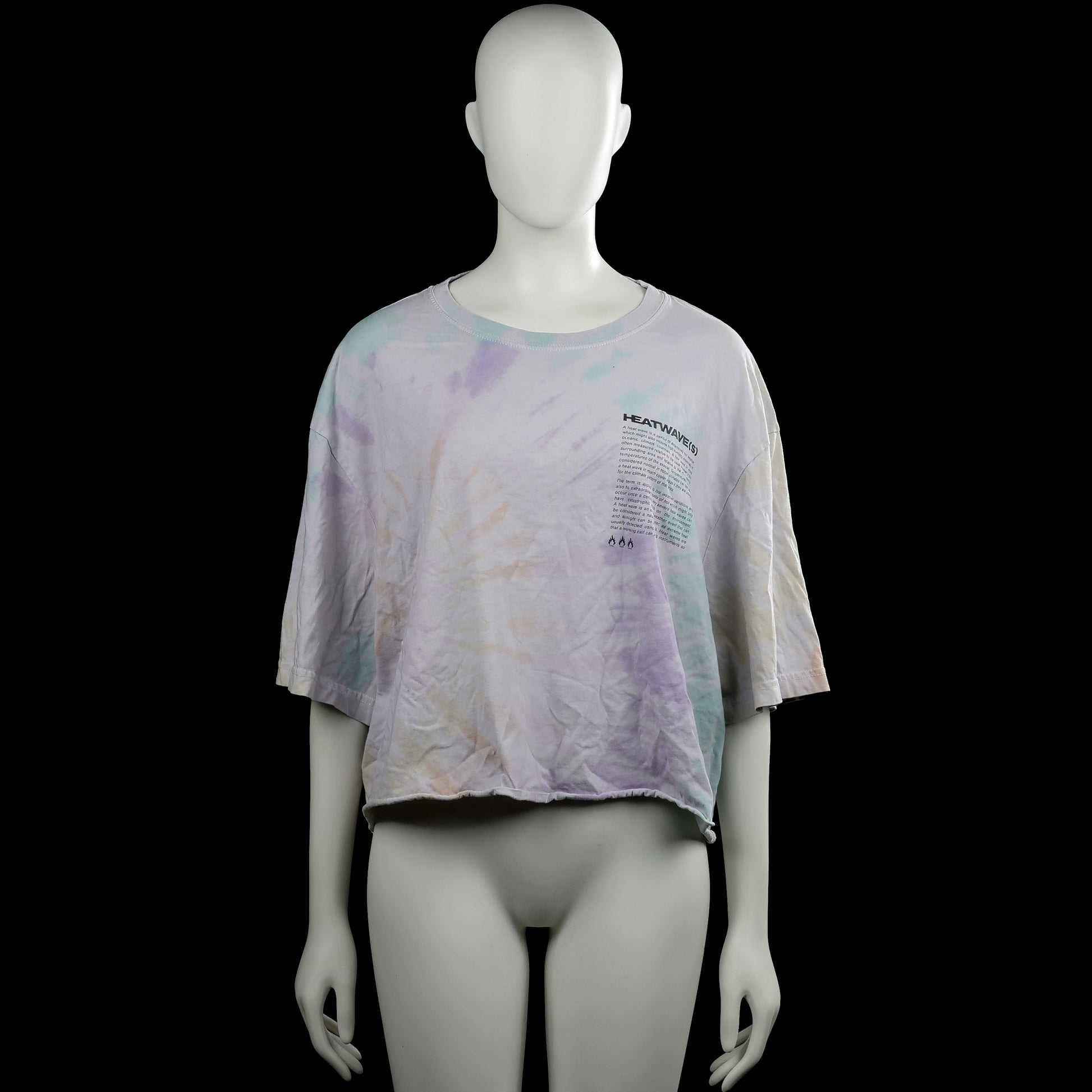 H&M - T-shirt - Multicolored - Size XXL - Light-colored T-shirt with a pastel tie-dye style print, round neckline, and short sleeves. Straight hem and a small text graphic on the chest.