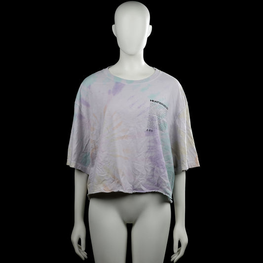 H&M - T-shirt - Multicolored - Size XXL - Light-colored T-shirt with a pastel tie-dye style print, round neckline, and short sleeves. Straight hem and a small text graphic on the chest.