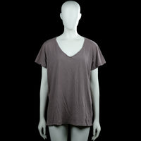 Basic You - T-shirt - Gray - Size XL - Gray solid top with a V-neckline and short sleeves. Straight hem with plain sleeve cuffs.