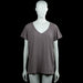 Basic You - T-shirt - Gray - Size XL - Gray solid top with a V-neckline and short sleeves. Straight hem with plain sleeve cuffs.