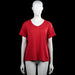 Biaggini - T-shirt - Red - Size XL - Red solid top with a V-neckline and short sleeves with plain cuffs. Straight hem with no visible closures.
