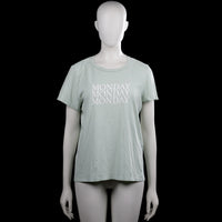 Only - T-shirt - Sage & White - Size XL - Sage short-sleeve T-shirt with a round neck and straight hem. Features white "MONDAY" text printed on the front.
