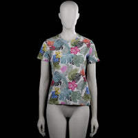 Lindex kids - T-shirt - Multicolored - Size 146, 152 - Multicolored floral top with a round neckline and short sleeves. Straight hem and plain sleeve cuffs.