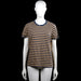 Flippa k - T-shirt - Camel & Navy - Size S - Camel and navy striped top with a round neckline and short sleeves with rolled cuffs. Straight hem with no visible closures.