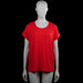 Only - T-shirt - Red - Size M - Red solid top with a round neckline and short sleeves with rolled cuffs. Straight hem with no visible closures.