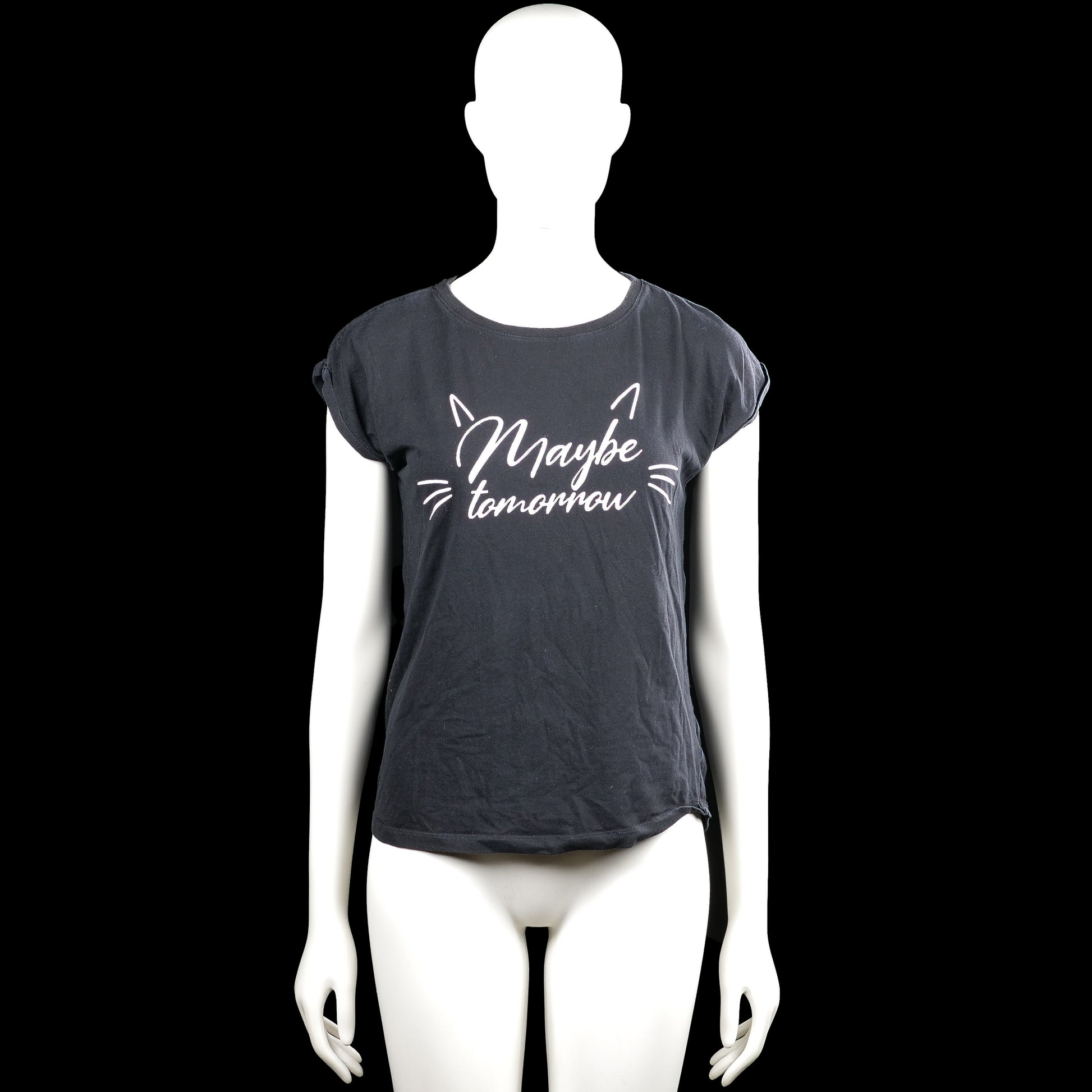 Lindex - T-shirt - Charcoal - Size 158, 164 - Charcoal short-sleeve top with a round neck and rolled sleeve openings. Features a front graphic print and a straight hem.