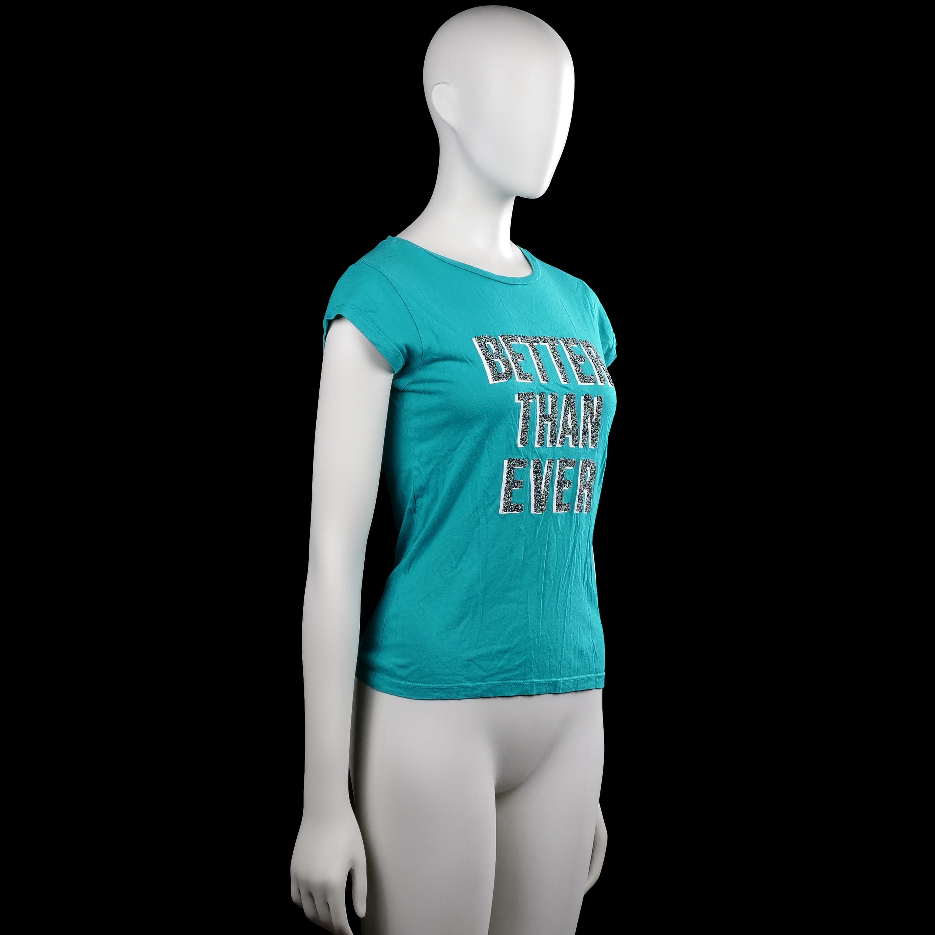 T-shirt - Turquoise & White - Size 170
