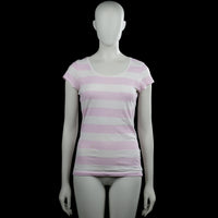 H&m logg - T-shirt - White & Pink - Size M - White and pink horizontally striped top with a scoop neckline and short sleeves. Straight hem with plain cuffs.