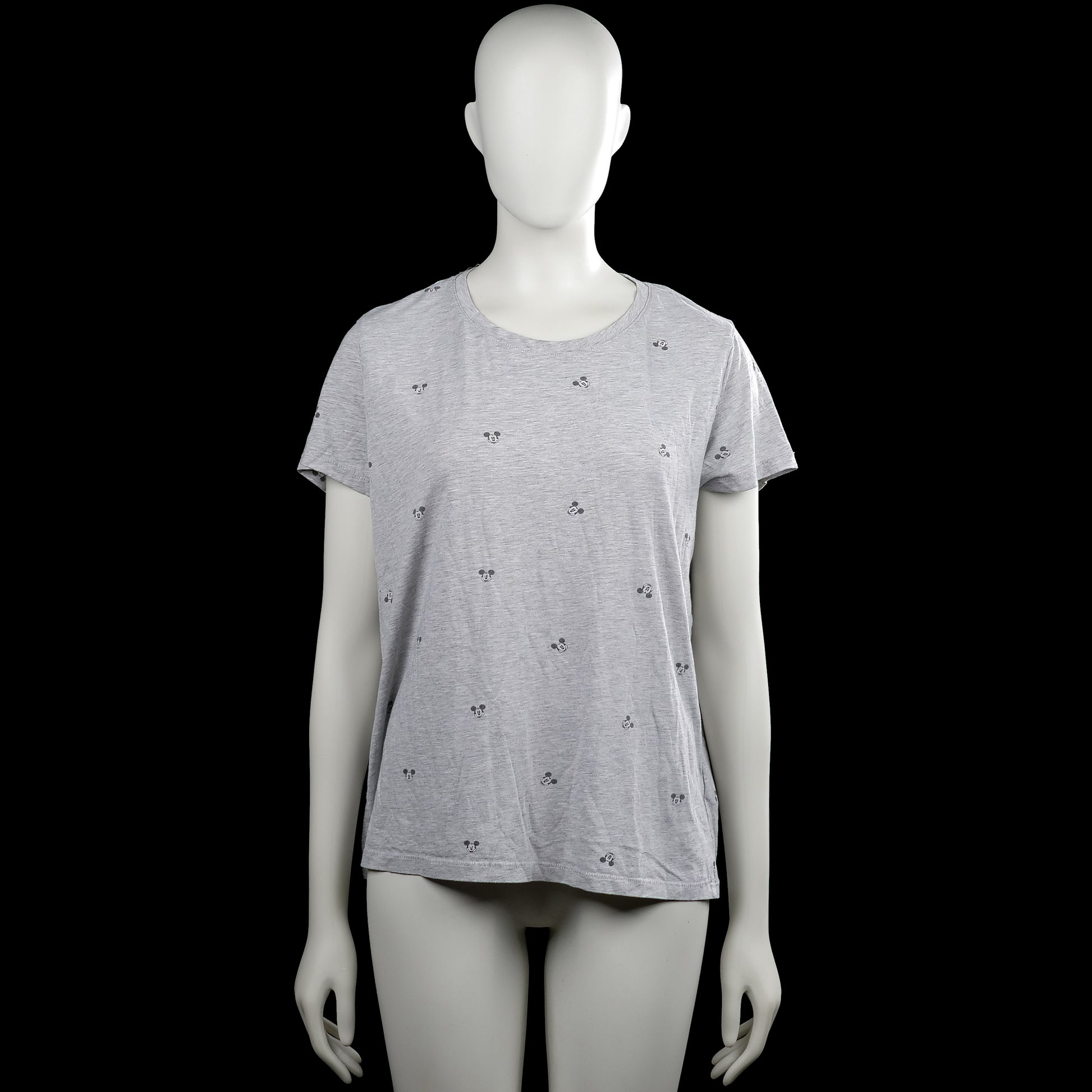 H&m logg disney - T-shirt - Light Gray & Black - Size L - Light gray short-sleeve top with a round neckline and a straight hem. Features an all-over black printed motif.