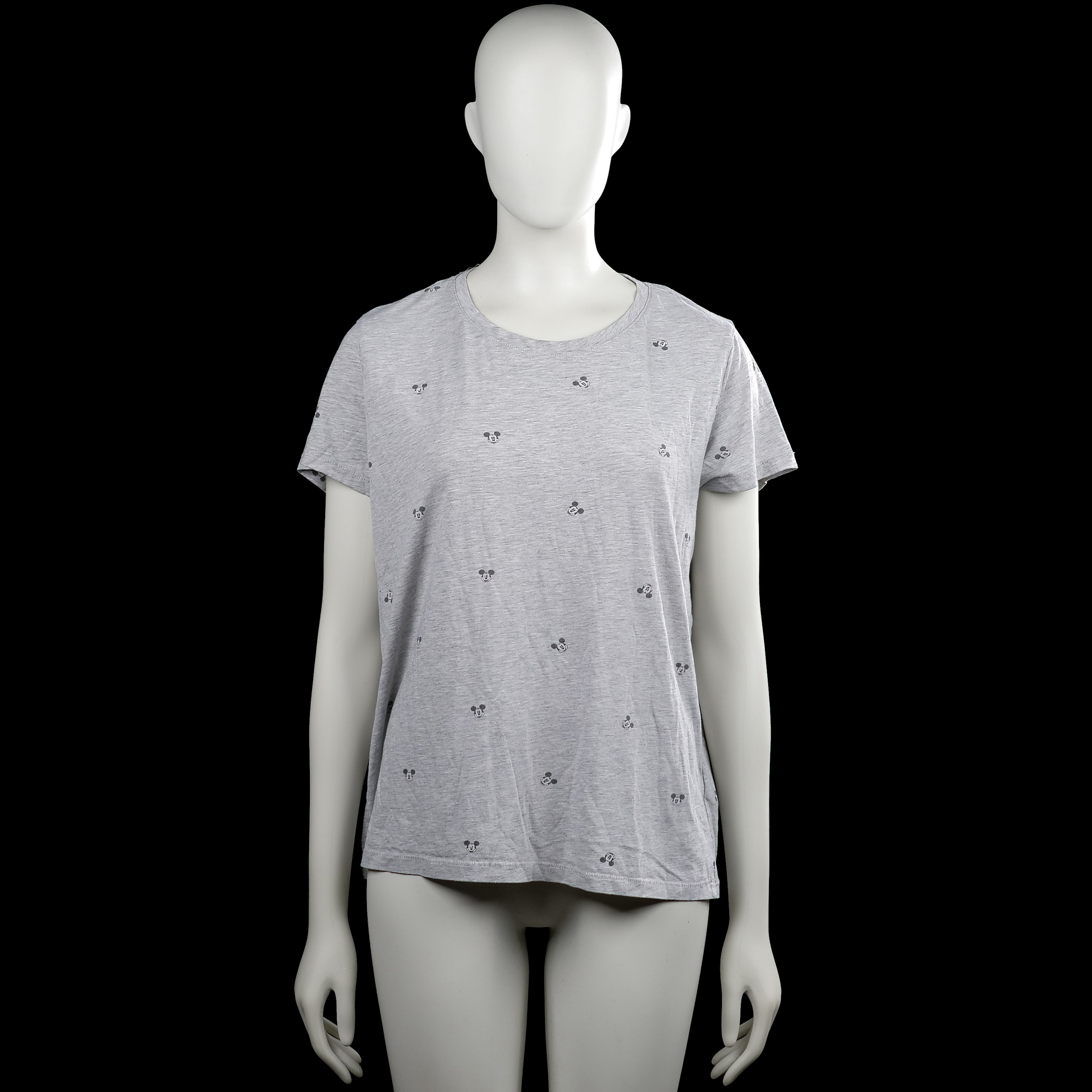 H&m logg disney - T-shirt - Light Gray & Black - Size L - Light gray short-sleeve top with a round neckline and a straight hem. Features an all-over black printed motif.