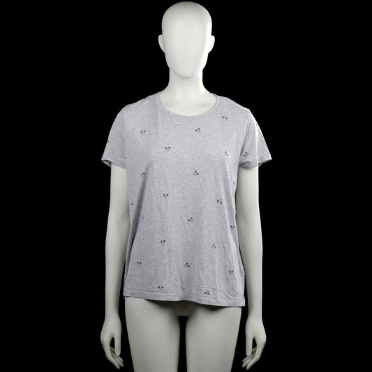 H&m logg disney - T-shirt - Light Gray & Black - Size L - Light gray short-sleeve top with a round neckline and a straight hem. Features an all-over black printed motif.