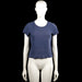 Only - T-shirt - Navy - Size S - Navy solid short-sleeve top with a round neckline and subtle vertical textured detailing. Straight hem and plain sleeve cuffs.