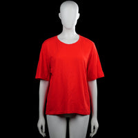 Lindex - T-shirt - Red - Size L - Red solid top with a round neckline and short sleeves with plain cuffs. Straight hem with no visible closures.