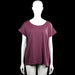 Vila - T-shirt - Burgundy - Size XL - Burgundy solid top with a scoop neckline and short sleeves with wide turned-up cuffs. Straight hem with no visible closures.