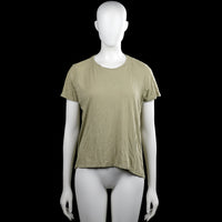 Amisu - T-shirt - Olive - Size M - Olive solid top with a round neckline and short sleeves. Straight hem with plain sleeve cuffs.
