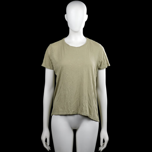 Amisu - T-shirt - Olive - Size M - Olive solid top with a round neckline and short sleeves. Straight hem with plain sleeve cuffs.