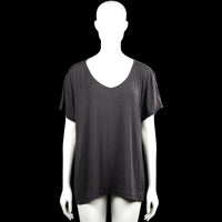 High mountain - T-shirt - Charcoal - Size 50, 52 - Charcoal solid top with a V-neck and short sleeves. Straight hem and plain cuffs with no visible closures.