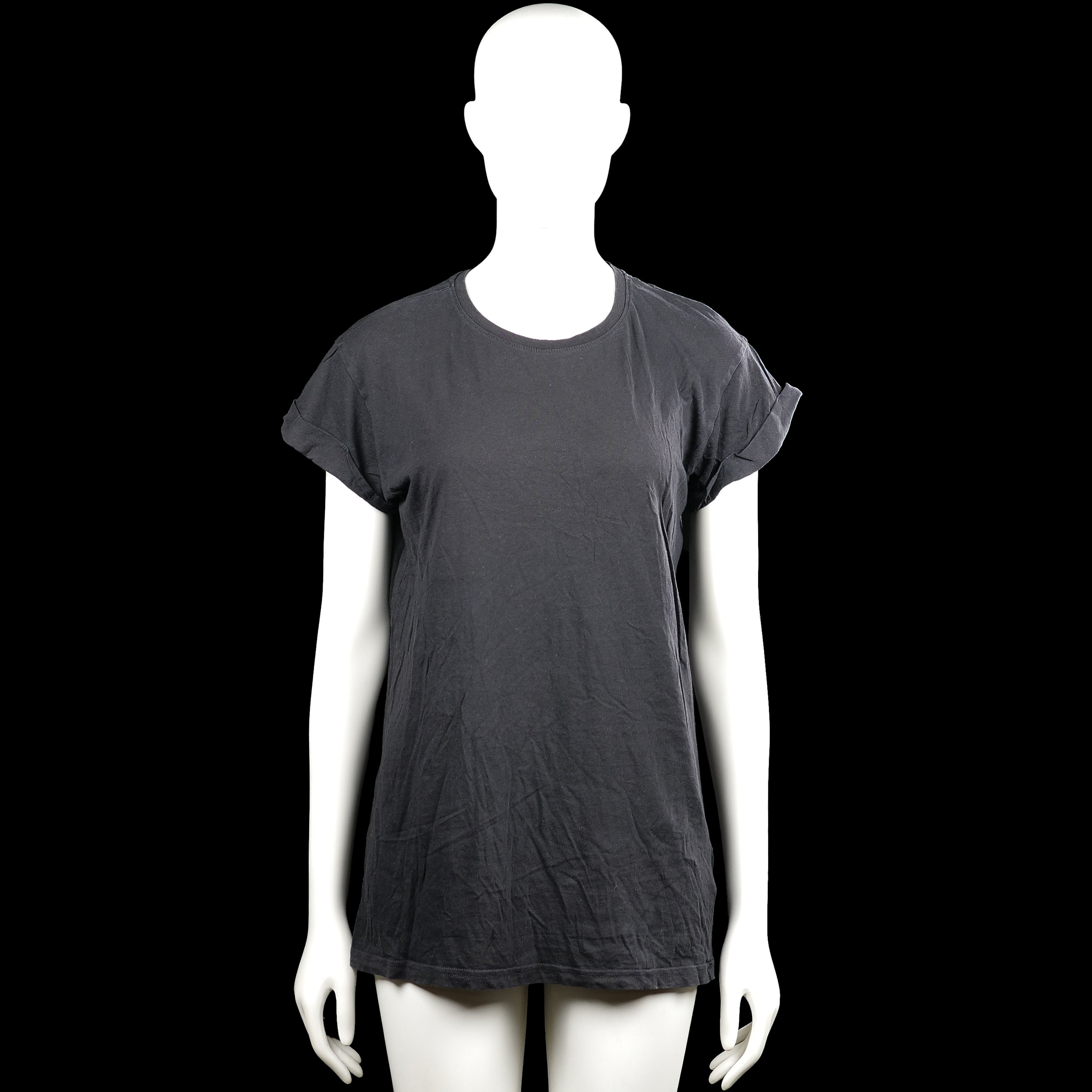 H&M Divided - T-shirt - Charcoal - Size XS - Charcoal solid top with a round neck and short sleeves with rolled cuffs. Straight hem with no visible closures or pockets.