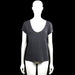 H&M - T-shirt - Charcoal - Size M - Charcoal solid top with a V-neckline and short sleeves. Straight hem and plain sleeve cuffs with no visible closures.