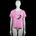 T-shirt - Pink - Size S - Pink short-sleeve T-shirt with a round neck and straight hem. Features a black heart and flower graphic print on the front.