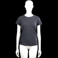 157 - T-shirt - Dark Gray - Size S - Dark gray solid T-shirt with a round neckline and short sleeves. Straight hem and plain sleeve cuffs.