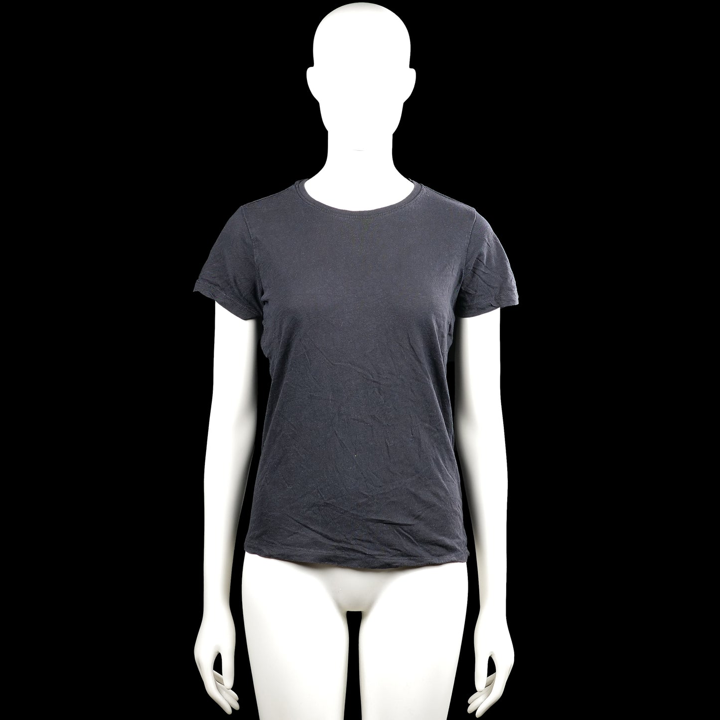 157 - T-shirt - Dark Gray - Size S - Dark gray solid T-shirt with a round neckline and short sleeves. Straight hem and plain sleeve cuffs.
