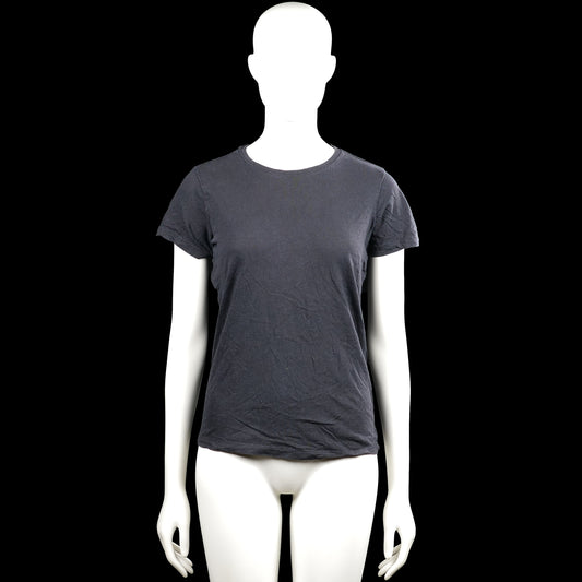 157 - T-shirt - Dark Gray - Size S - Dark gray solid T-shirt with a round neckline and short sleeves. Straight hem and plain sleeve cuffs.