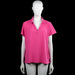 Upfashion - T-shirt - Pink - Size 48, 50 - Pink solid top with a polo collar and a V-notch placket. Short sleeves with plain cuffs and a straight hem.