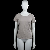Ever.Me - T-shirt - Taupe - Size S - Taupe solid T-shirt with a round neckline and short sleeves. Straight hem and plain sleeve cuffs.