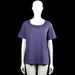 T-shirt - Purple - Size 44 - Purple solid top with a scoop neckline featuring lace trim. Short sleeves with plain cuffs and a straight hem.